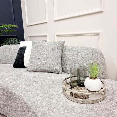 Luxury Miami 3 Seater Sofa in Soft Boucle Fabric with Elegant Curves - Available in Black & Silver Grey - UK Luxury Furniture
